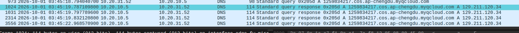 COS hosts in the packet capture