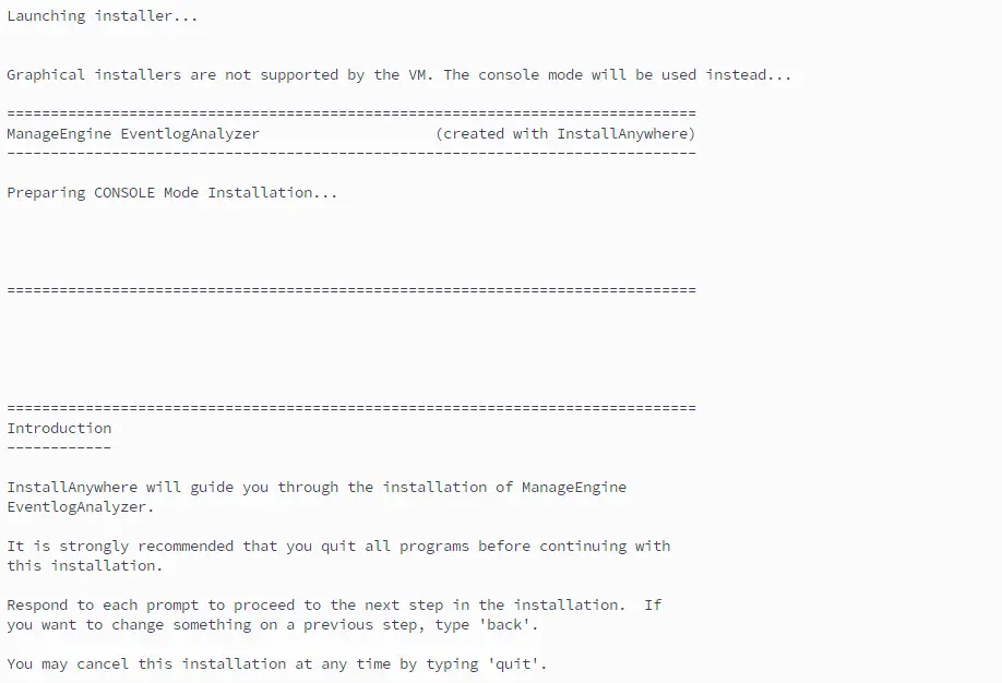 ELA installer running in console mode